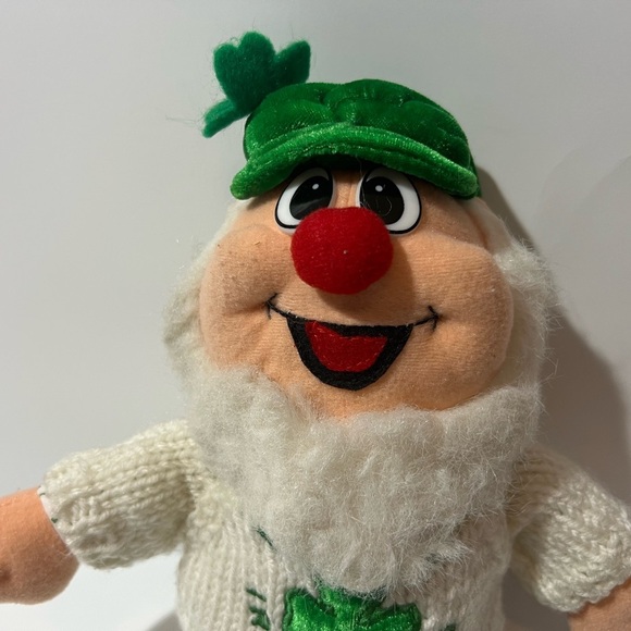 Traditional Craftwear Plush Happy Irish Old Man Beard Shamrock Hat Sweater VTG - Picture 3 of 10